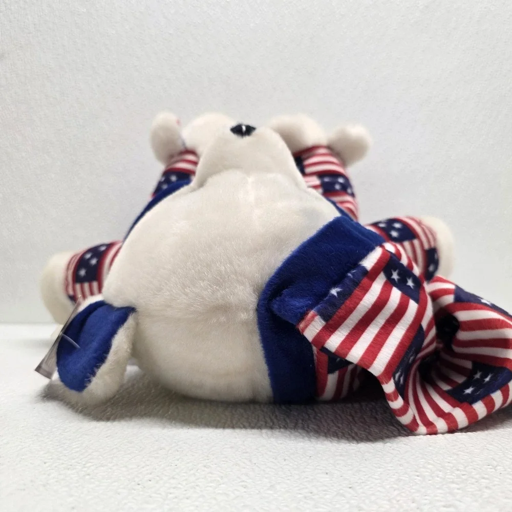 Vintage Shalom Patriotic Bear Pajamas Plush & Bunny Slippers Red White & Blue